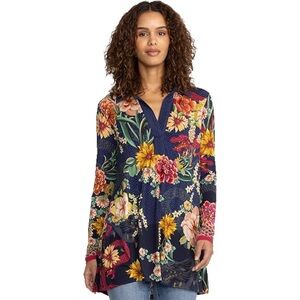 Johnny Was Janie Favorite Long Sleeve Tunic Dragon’s Navy Blue